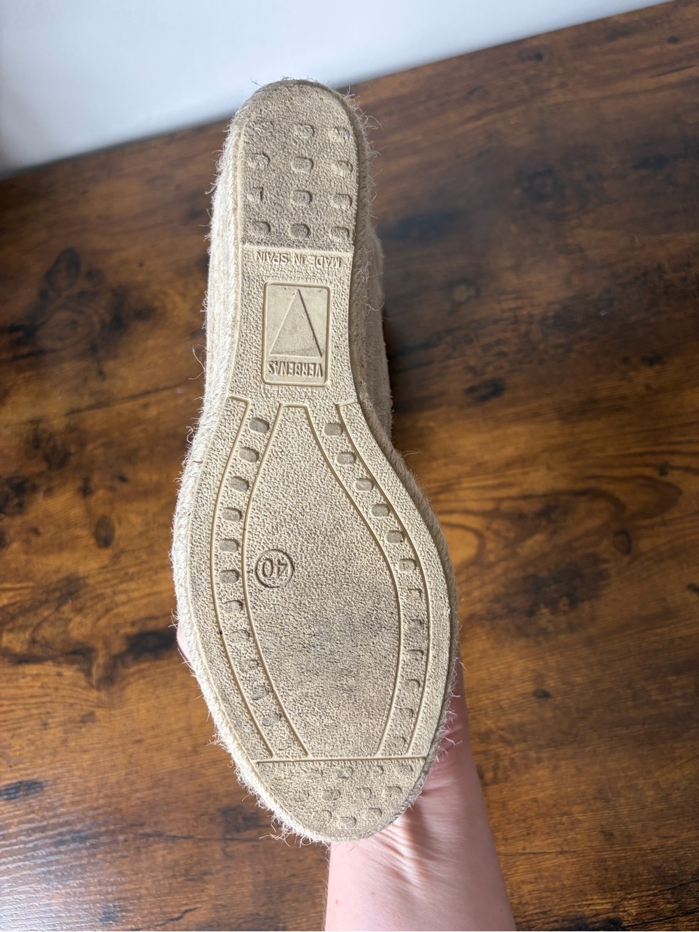 Verbenas Taupe Suede Leather Espadrille Wedge Slip-On - Picture 3 of 3